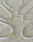 Collier jade blanc & initiale