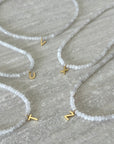 Collier jade blanc & initiale