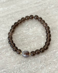 Bracelet quartz fumé & agate du Botswana