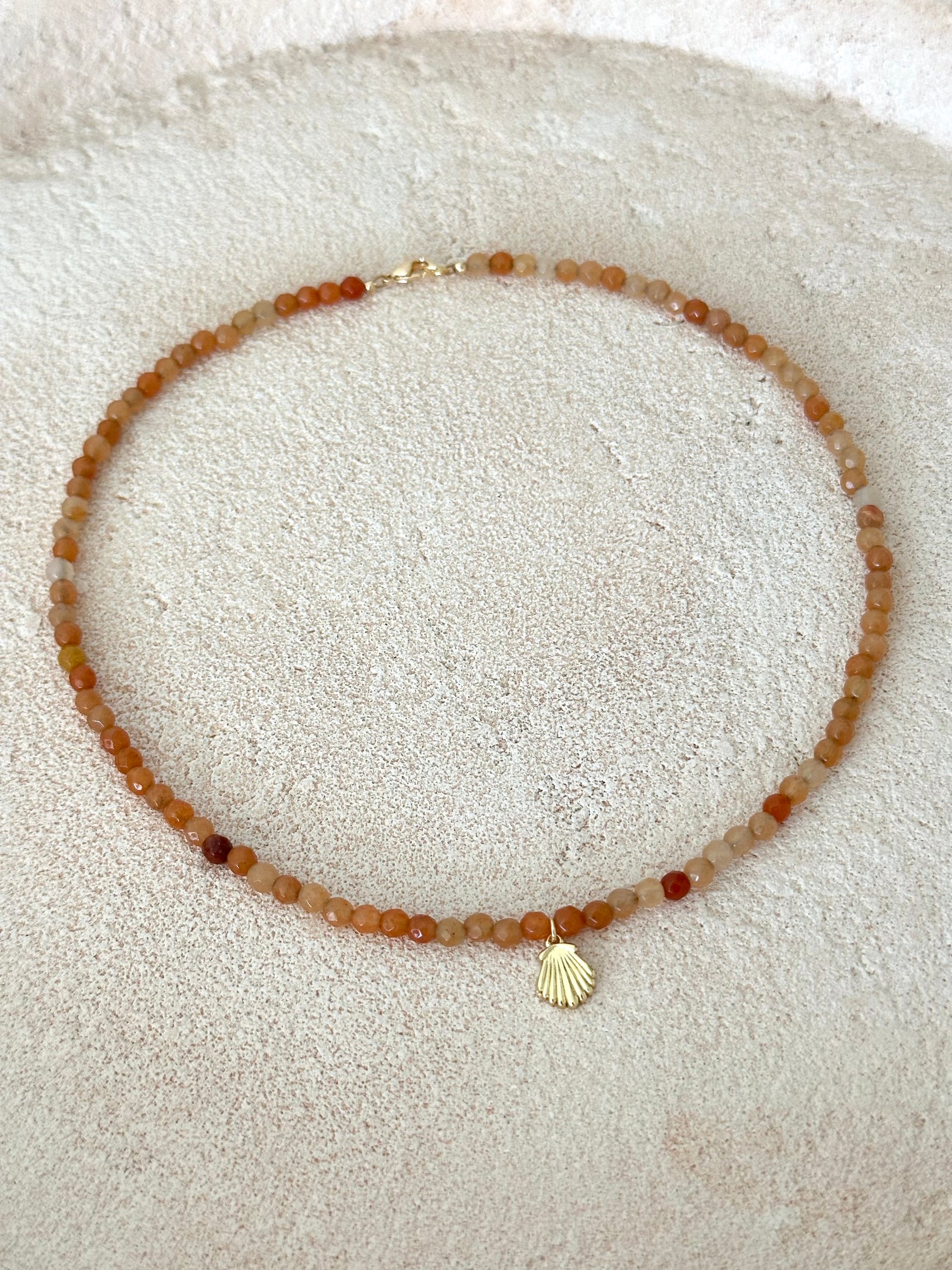 Collier aventurine orange coquillage