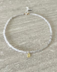 Collier jade blanc & initiale