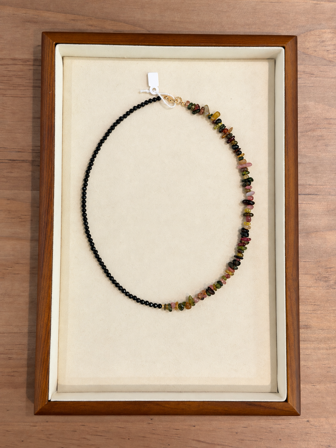 Collier en tourmaline noire & tourmaline multicolore