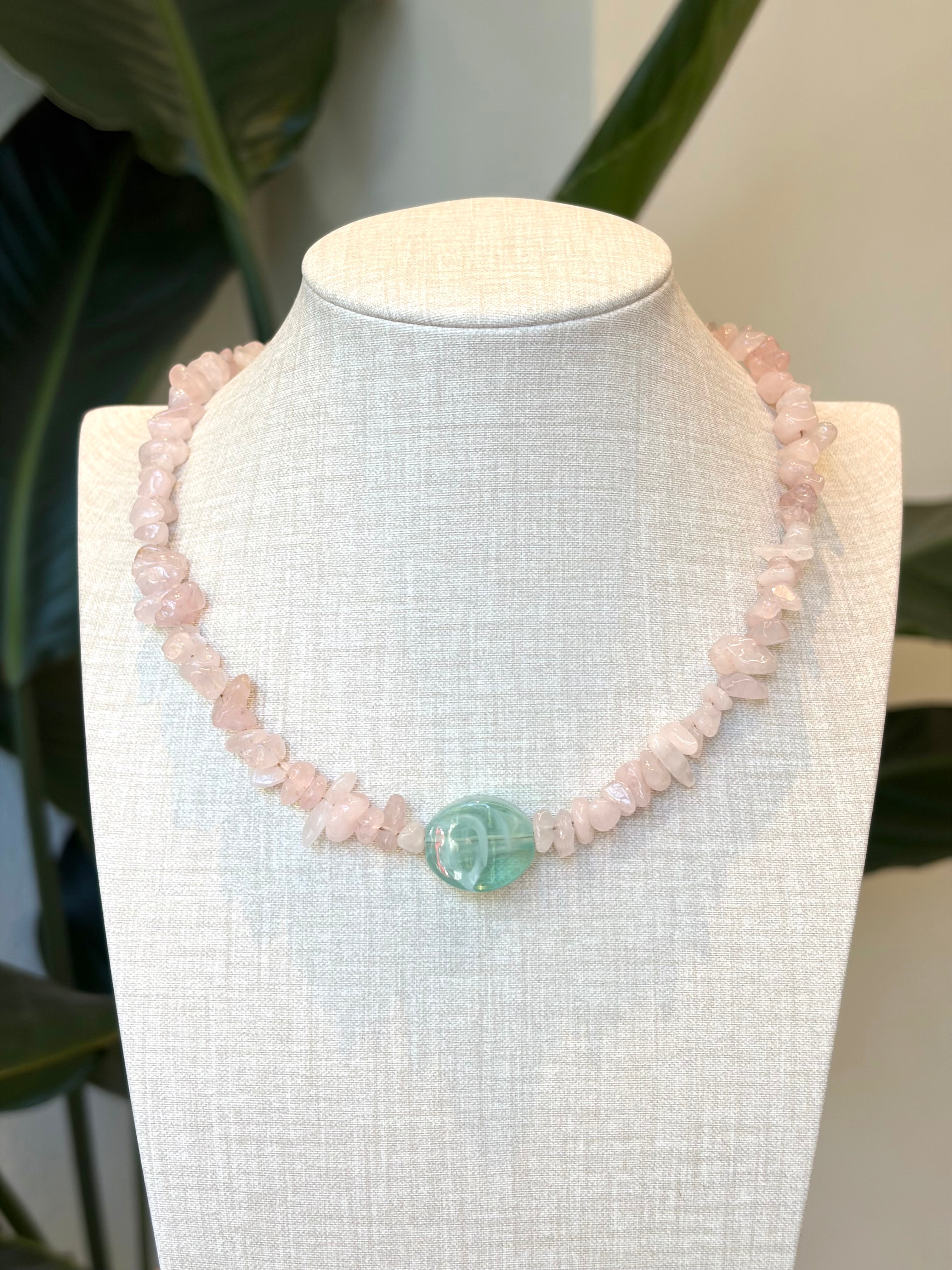 Collier en quartz rose